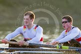 The Boat Race season 2014 - fixture OUBC vs German U23: The German U23-boat: 3 Malte Daberkow, 2 Finn Knuppel..
River Thames between Putney Bridge and Chiswick Bridge,



on 08 March 2014 at 16:54, image #135