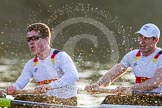 The Boat Race season 2014 - fixture OUBC vs German U23: The German U23-boat: 2 Finn Knuppel, bow Jonas Wiesen..
River Thames between Putney Bridge and Chiswick Bridge,



on 08 March 2014 at 16:54, image #136
