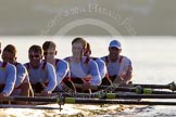 The Boat Race season 2014 - fixture OUBC vs German U23: The German U23-boat: 6 Arne Schwiethal, 5 Johannes Weissenfeld, 4 Maximilian Korge, 3 Malte Daberkow, 2 Finn Knuppel, bow Jonas Wiesen..
River Thames between Putney Bridge and Chiswick Bridge,



on 08 March 2014 at 16:55, image #148