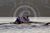 The Boat Race season 2014 - fixture OUBC vs German U23: The OUBC boat in the low evening sun..
River Thames between Putney Bridge and Chiswick Bridge,



on 08 March 2014 at 16:56, image #151