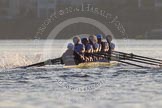 The Boat Race season 2014 - fixture OUBC vs German U23: The OUBC boat in the low evening sun..
River Thames between Putney Bridge and Chiswick Bridge,



on 08 March 2014 at 16:56, image #152