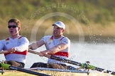 The Boat Race season 2014 - fixture OUBC vs German U23: The German U23-boat: 2 Finn Knuppel, bow Jonas Wiesen..
River Thames between Putney Bridge and Chiswick Bridge,



on 08 March 2014 at 16:56, image #153