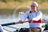 The Boat Race season 2014 - fixture OUBC vs German U23: The German U23-boat: Stroke Eike Kutzki..
River Thames between Putney Bridge and Chiswick Bridge,



on 08 March 2014 at 16:56, image #160