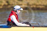 The Boat Race season 2014 - fixture OUBC vs German U23: The German U23-boat during a break between the two races: Cox Torben Johannesen..
River Thames between Putney Bridge and Chiswick Bridge,



on 08 March 2014 at 16:59, image #172