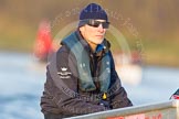 The Boat Race season 2014 - fixture OUBC vs German U23: OUBC coach Sean Bowden during a break between the two races..
River Thames between Putney Bridge and Chiswick Bridge,



on 08 March 2014 at 17:00, image #181