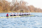 The Boat Race season 2014 - fixture OUBC vs German U23: The German U23 boat shortly before the start of the second race..
River Thames between Putney Bridge and Chiswick Bridge,



on 08 March 2014 at 17:04, image #207