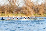 The Boat Race season 2014 - fixture OUBC vs German U23: The OUBC boat after the start of the second race: Cox Laurence Harvey, stroke Constantine Louloudis, 7 Sam O’Connor, 6 Michael Di Santo, 5 Malcolm Howard, 4 Thomas Swartz, 3 Karl Hudspith, 2 Chris Fairweather, bow Storm Uru..
River Thames between Putney Bridge and Chiswick Bridge,



on 08 March 2014 at 17:05, image #219