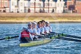 The Boat Race season 2014 - fixture OUBC vs German U23: The German U23 boat during the second race: Cox Torben Johannesen, stroke Eike Kutzki, 7 Ole Schwiethal, 6 Arne Schwiethal, 5 Johannes Weissenfeld, 4 Maximilian Korge, 3 Malte Daberkow, 2 Finn Knuppel, bow Jonas Wiesen..
River Thames between Putney Bridge and Chiswick Bridge,



on 08 March 2014 at 17:05, image #227
