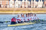 The Boat Race season 2014 - fixture OUBC vs German U23: The German U23 boat during the second race: Cox Torben Johannesen, stroke Eike Kutzki, 7 Ole Schwiethal, 6 Arne Schwiethal, 5 Johannes Weissenfeld, 4 Maximilian Korge, 3 Malte Daberkow, 2 Finn Knuppel, bow Jonas Wiesen..
River Thames between Putney Bridge and Chiswick Bridge,



on 08 March 2014 at 17:06, image #228