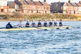 The Boat Race season 2014 - fixture OUBC vs German U23: The OUBC boat during the second race: Cox Laurence Harvey, stroke Constantine Louloudis, 7 Sam O’Connor, 6 Michael Di Santo, 5 Malcolm Howard, 4 Thomas Swartz, 3 Karl Hudspith, 2 Chris Fairweather, bow Storm Uru..
River Thames between Putney Bridge and Chiswick Bridge,



on 08 March 2014 at 17:06, image #229