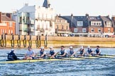 The Boat Race season 2014 - fixture OUBC vs German U23: The OUBC boat during the second race: Cox Laurence Harvey, stroke Constantine Louloudis, 7 Sam O’Connor, 6 Michael Di Santo, 5 Malcolm Howard, 4 Thomas Swartz, 3 Karl Hudspith, 2 Chris Fairweather, bow Storm Uru..
River Thames between Putney Bridge and Chiswick Bridge,



on 08 March 2014 at 17:06, image #231