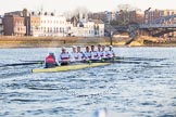 The Boat Race season 2014 - fixture OUBC vs German U23: The OUBC boat during the second race, approaching Barnes Railway Bridge..
River Thames between Putney Bridge and Chiswick Bridge,



on 08 March 2014 at 17:06, image #232