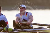 The Boat Race season 2014 - fixture OUBC vs German U23: The German U23 boat during the second race: Bow Jonas Wiesen..
River Thames between Putney Bridge and Chiswick Bridge,



on 08 March 2014 at 17:10, image #260