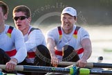 The Boat Race season 2014 - fixture OUBC vs German U23: The German U23 boat during the second race: 2 Finn Knuppel, bow Jonas Wiesen..
River Thames between Putney Bridge and Chiswick Bridge,



on 08 March 2014 at 17:11, image #272