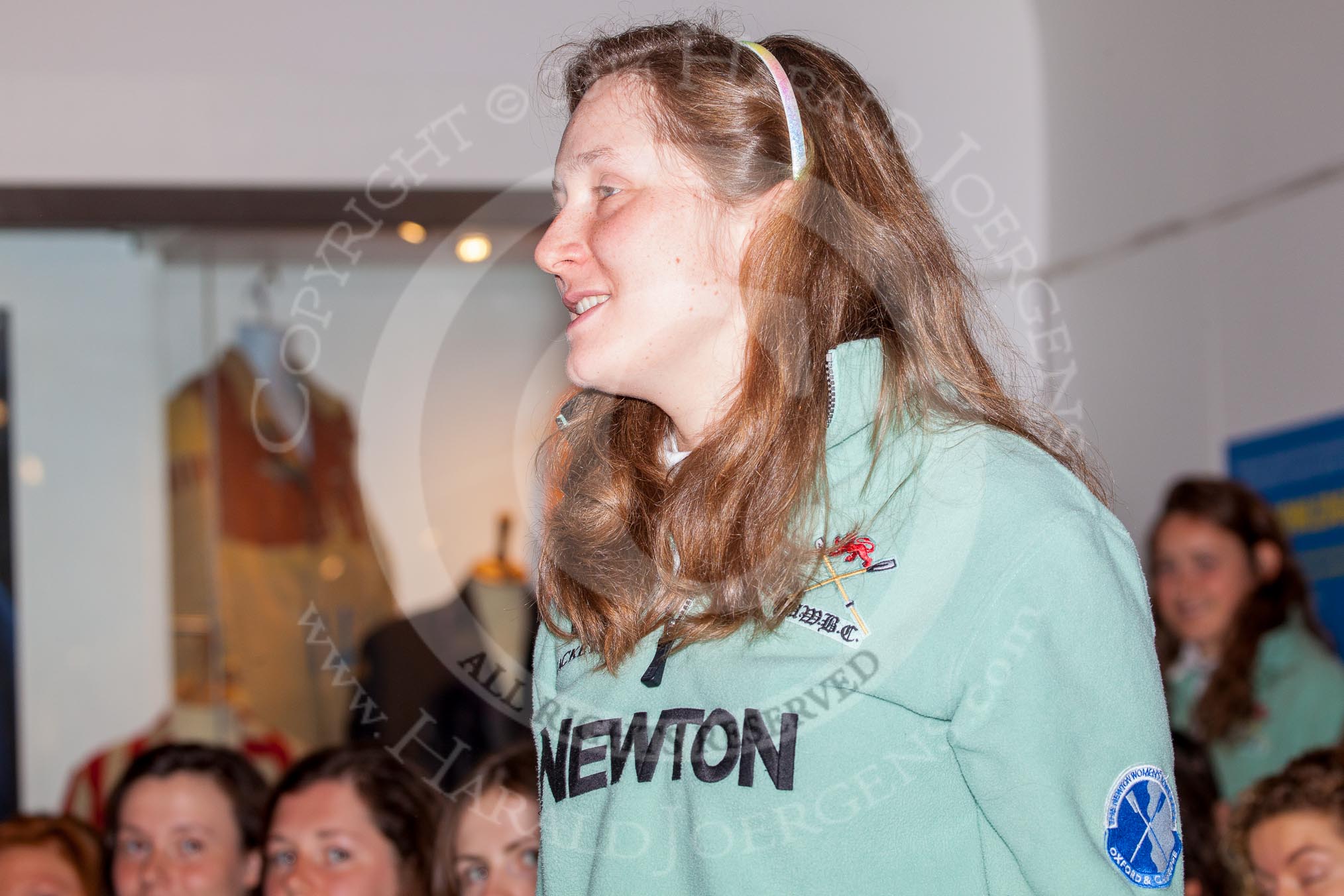 Cambridge's Blondie captain Hannah Evans challenging Oxford's Osiris crew captain Hannah Roberts.