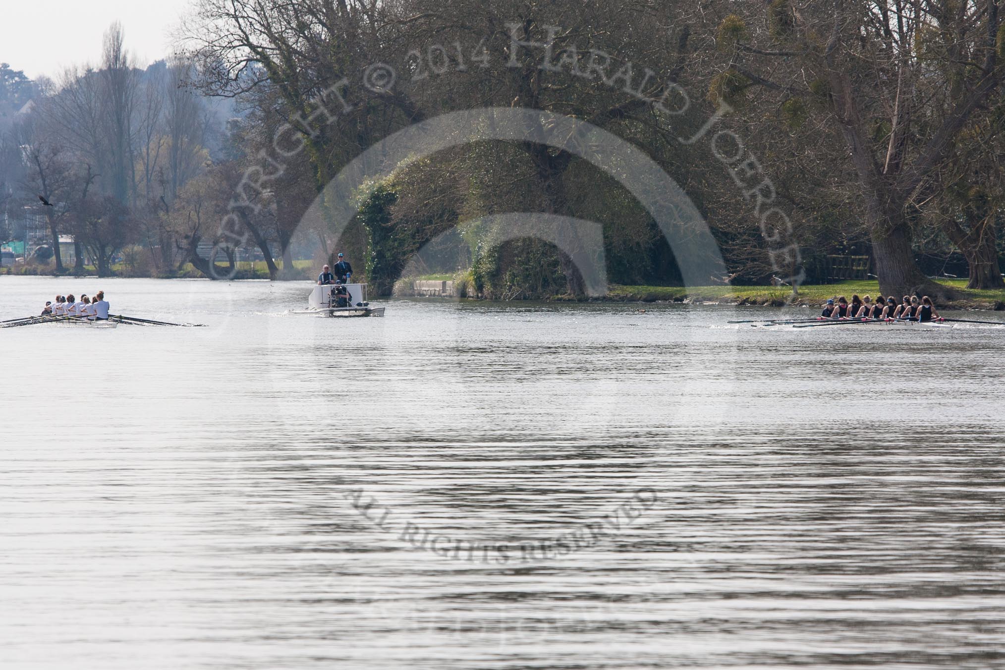 The Women's Boat Race and Henley Boat Races 2014: The Intercollegiate women's race. The Wadham College (Oxford) boat is on the right, Trinity College (Cambridge) on the left..
River Thames,
Henley-on-Thames,
Buckinghamshire,
United Kingdom,
on 30 March 2014 at 13:26, image #9