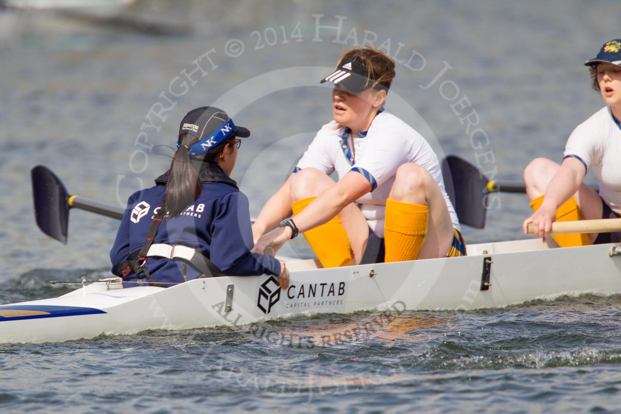 The Women's Boat Race and Henley Boat Races 2014: The Intercollegiate women's race. The Trinity College (Cambridge) boat, cox Yining Nie, stroke Kate Bruce-Lockhart, 7 Julia Attwood..
River Thames,
Henley-on-Thames,
Buckinghamshire,
United Kingdom,
on 30 March 2014 at 13:27, image #32