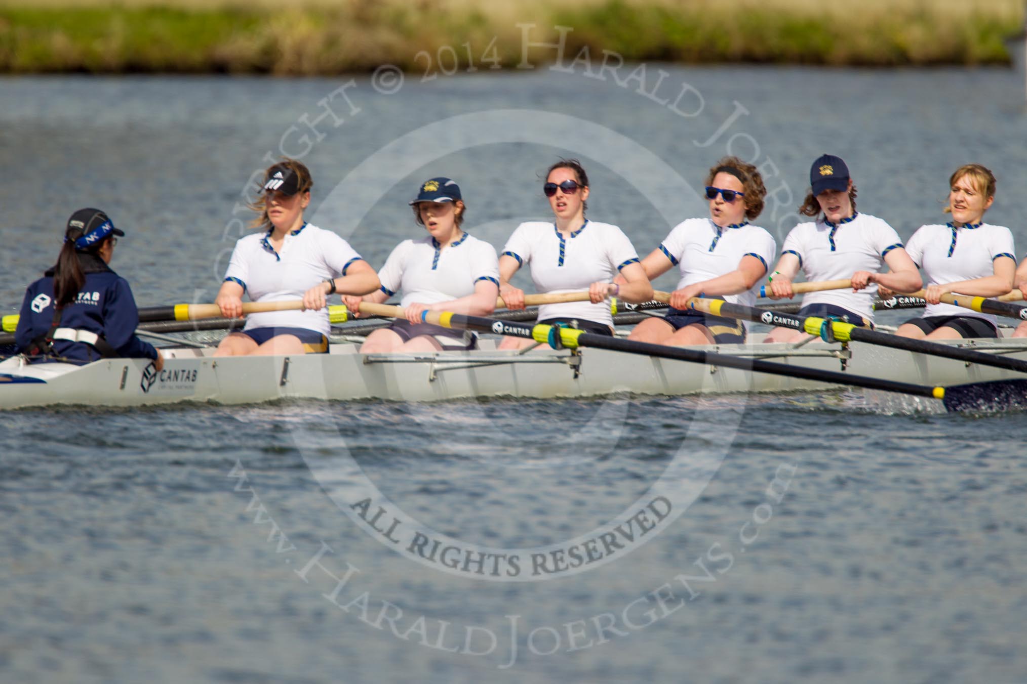 The Women's Boat Race and Henley Boat Races 2014: The Intercollegiate women's race. The Trinity College (Cambridge) boat, cox Yining Nie, stroke Kate Bruce-Lockhart, 7 Julia Attwood, 6 Daisy Gomersall, 5 Blanka Kesek, 4 Danielle Broadfoot, 3 Lydia Bass..
River Thames,
Henley-on-Thames,
Buckinghamshire,
United Kingdom,
on 30 March 2014 at 13:28, image #36