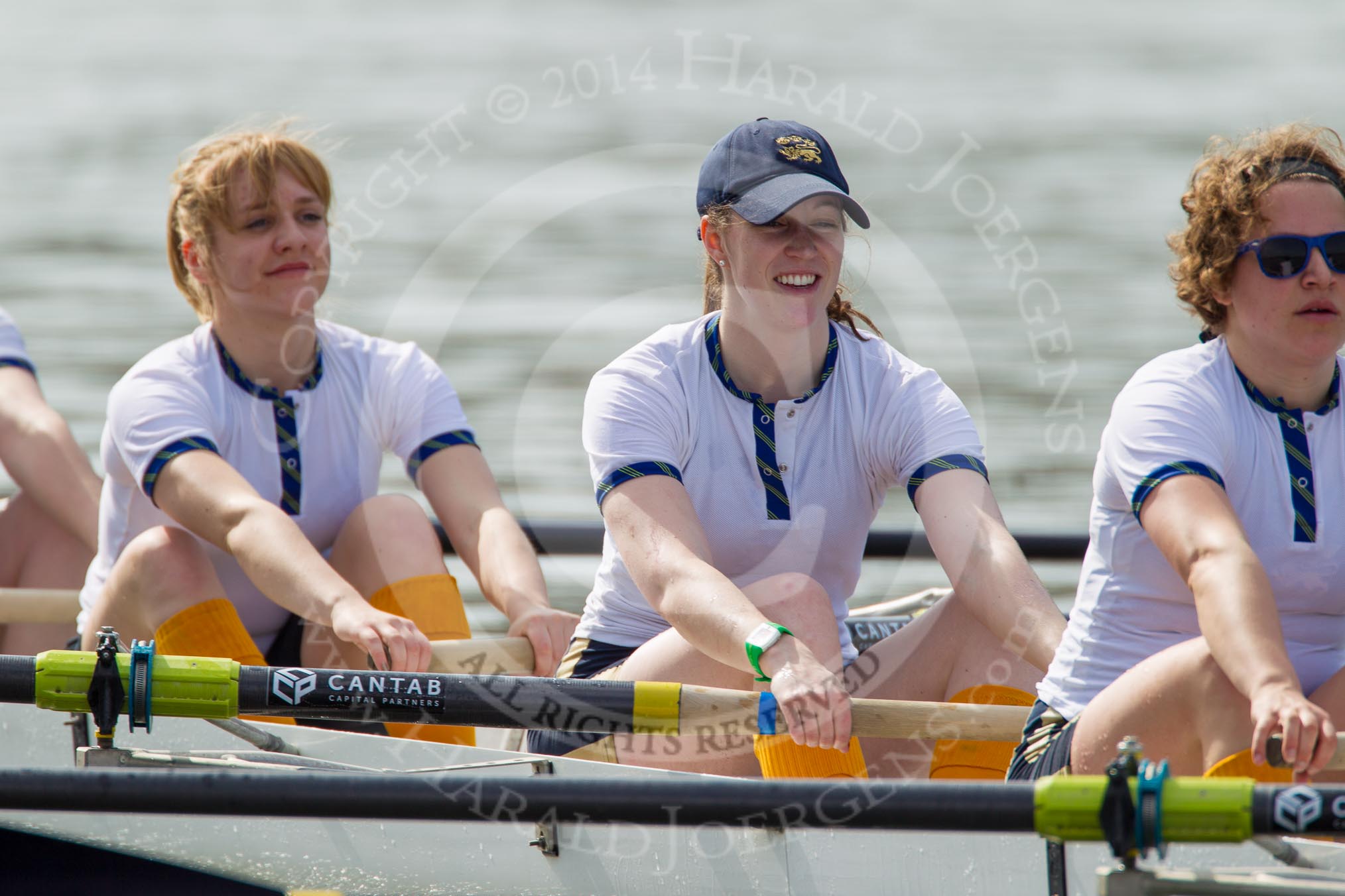 The Women's Boat Race and Henley Boat Races 2014: The Intercollegiate Women 's Race, in the Trinity College boat 3 seat Lydia Bass, 4 Danielle Broadfoot and 5 Blanka Kesek..
River Thames,
Henley-on-Thames,
Buckinghamshire,
United Kingdom,
on 30 March 2014 at 13:39, image #57
