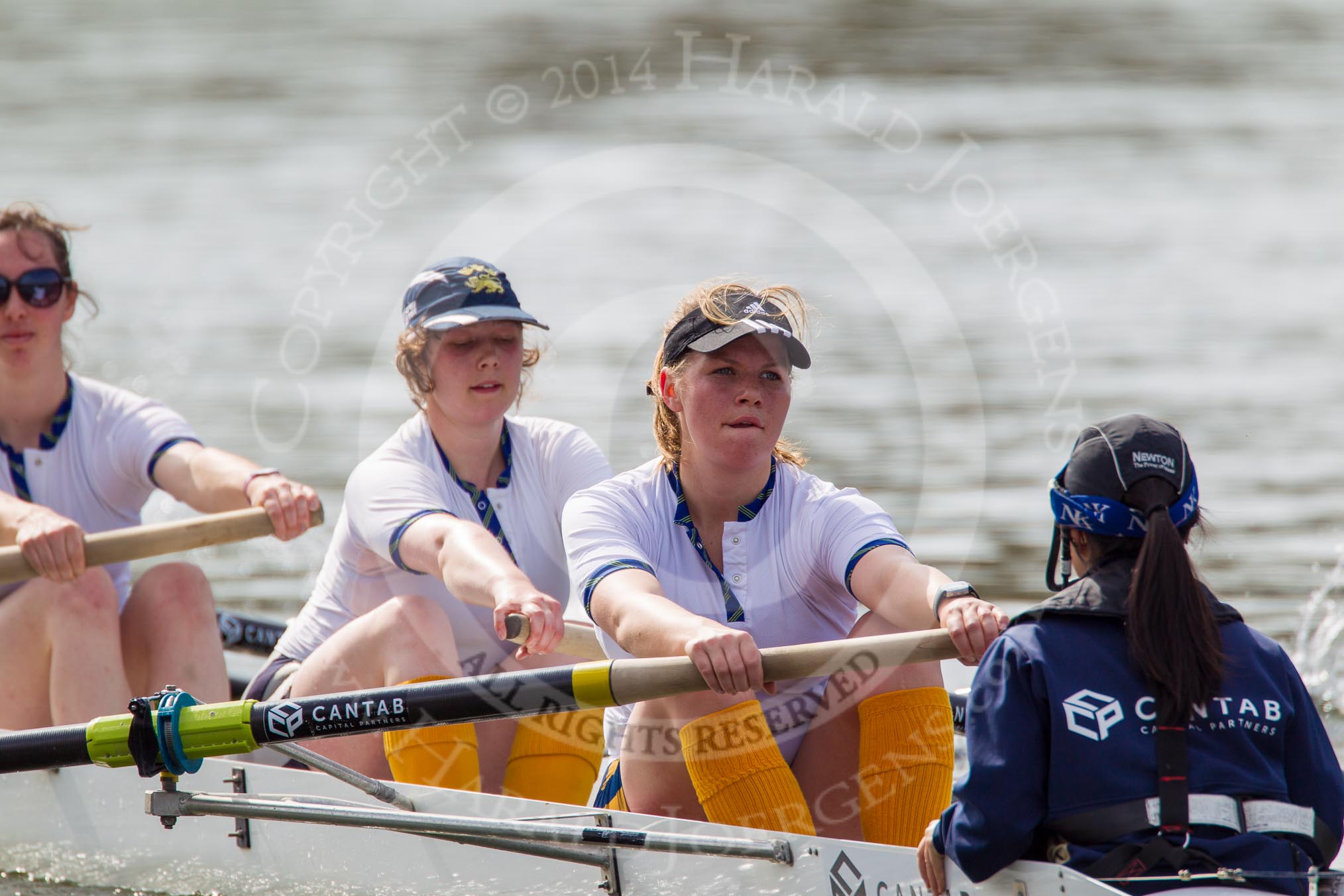 The Women's Boat Race and Henley Boat Races 2014: The Intercollegiate Women 's Race, in the Trinity College boat 6 seat Daisy Gomersall, 7 Julia Attwood, stroke Kate Bruce-Lockhart and cox Yining Nie..
River Thames,
Henley-on-Thames,
Buckinghamshire,
United Kingdom,
on 30 March 2014 at 13:39, image #61