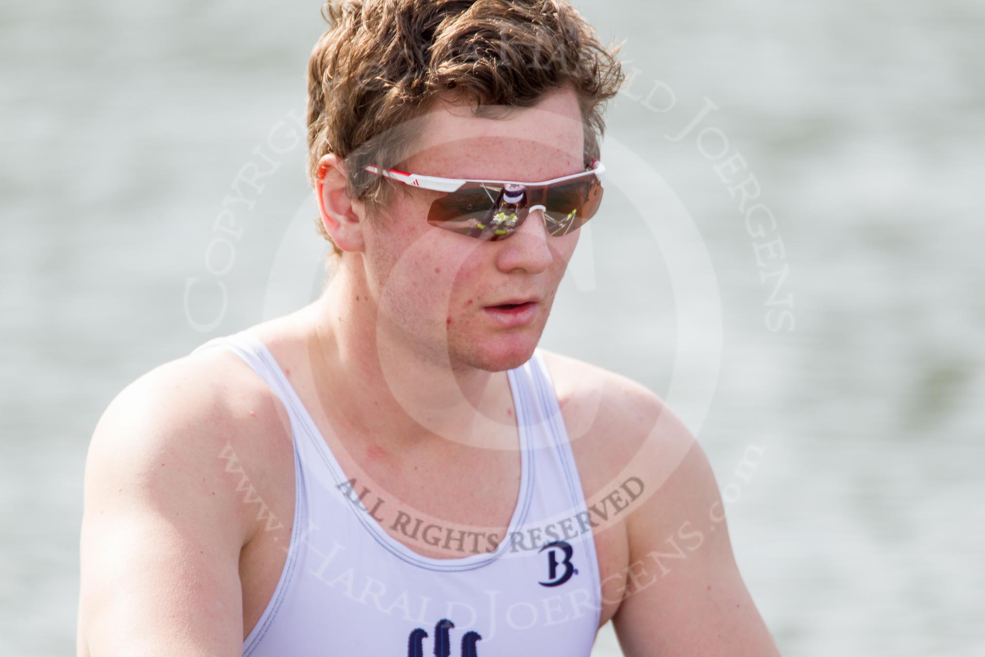 The Women's Boat Race and Henley Boat Races 2014: The Intercollegiate Men 's Race, in the Oriel College boat at bow Callum Arnold..
River Thames,
Henley-on-Thames,
Buckinghamshire,
United Kingdom,
on 30 March 2014 at 14:00, image #120