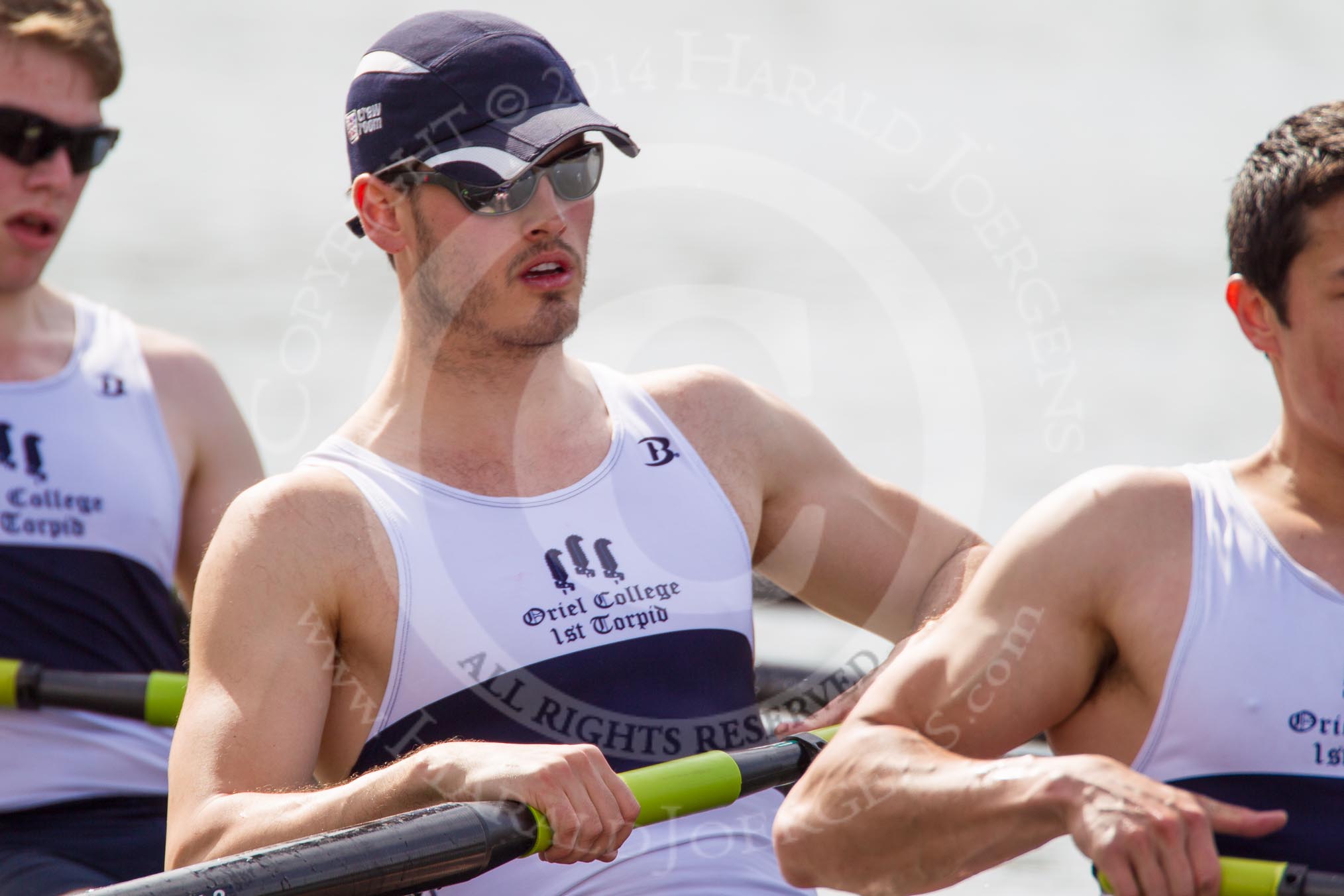 The Women's Boat Race and Henley Boat Races 2014: The Intercollegiate Men 's Race, in the Oriel College boat in the 5 seat Judah Rand, and 6 Calum Pontin..
River Thames,
Henley-on-Thames,
Buckinghamshire,
United Kingdom,
on 30 March 2014 at 14:00, image #125