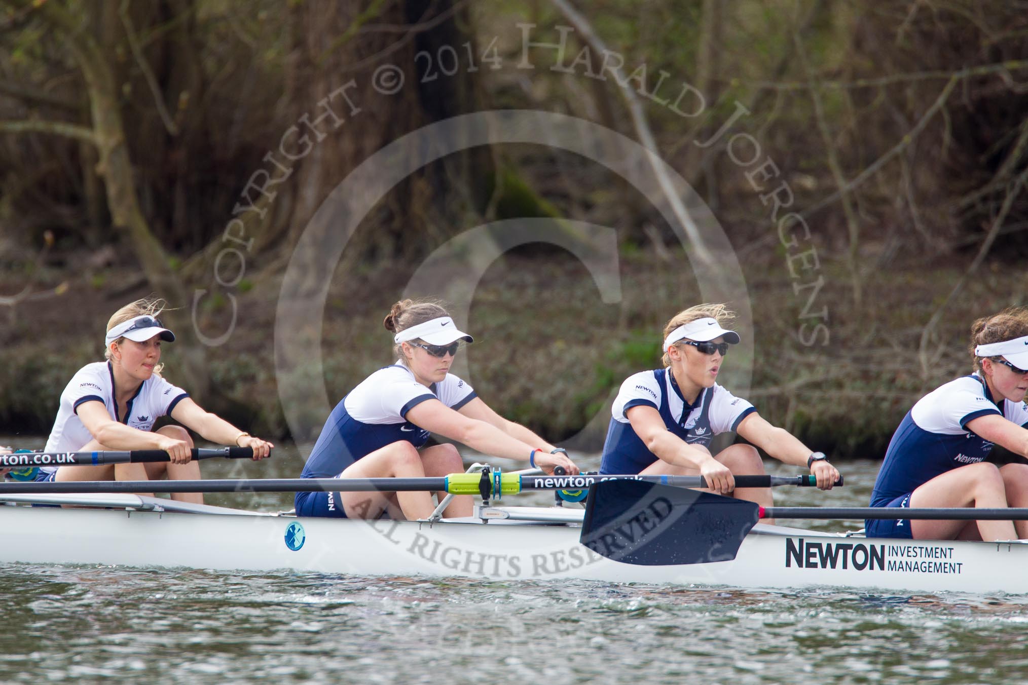 The Women's Boat Race and Henley Boat Races 2014: Before the start of the Women's Boat Race, the Oxford crew is warming up: 3 Maxie Scheske, 4 Lauren Kedar, 5 Nadine Graedel Iberg, 6 Laura Savarese..
River Thames,
Henley-on-Thames,
Buckinghamshire,
United Kingdom,
on 30 March 2014 at 14:24, image #187
