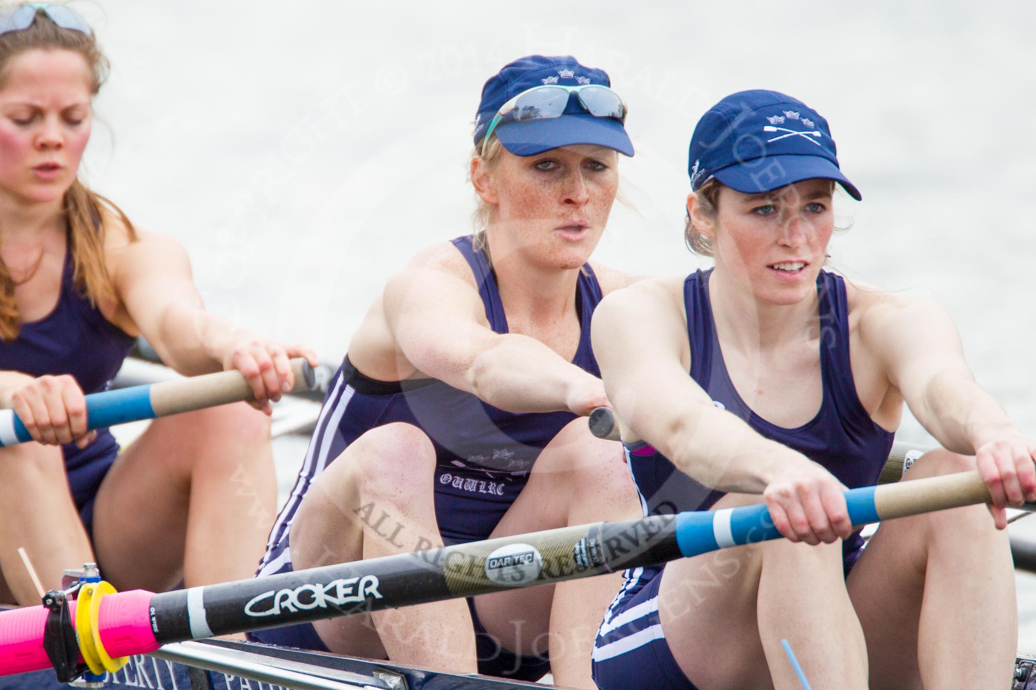 The Women's Boat Race and Henley Boat Races 2014: After the Lightweight Women's Boat Race, the OUWLRC boat on the way back: In the 5 seat Sophie Philbrick, 6 Zoe Cooper-Sutton, 7 Emma Clifton..
River Thames,
Henley-on-Thames,
Buckinghamshire,
United Kingdom,
on 30 March 2014 at 14:58, image #272