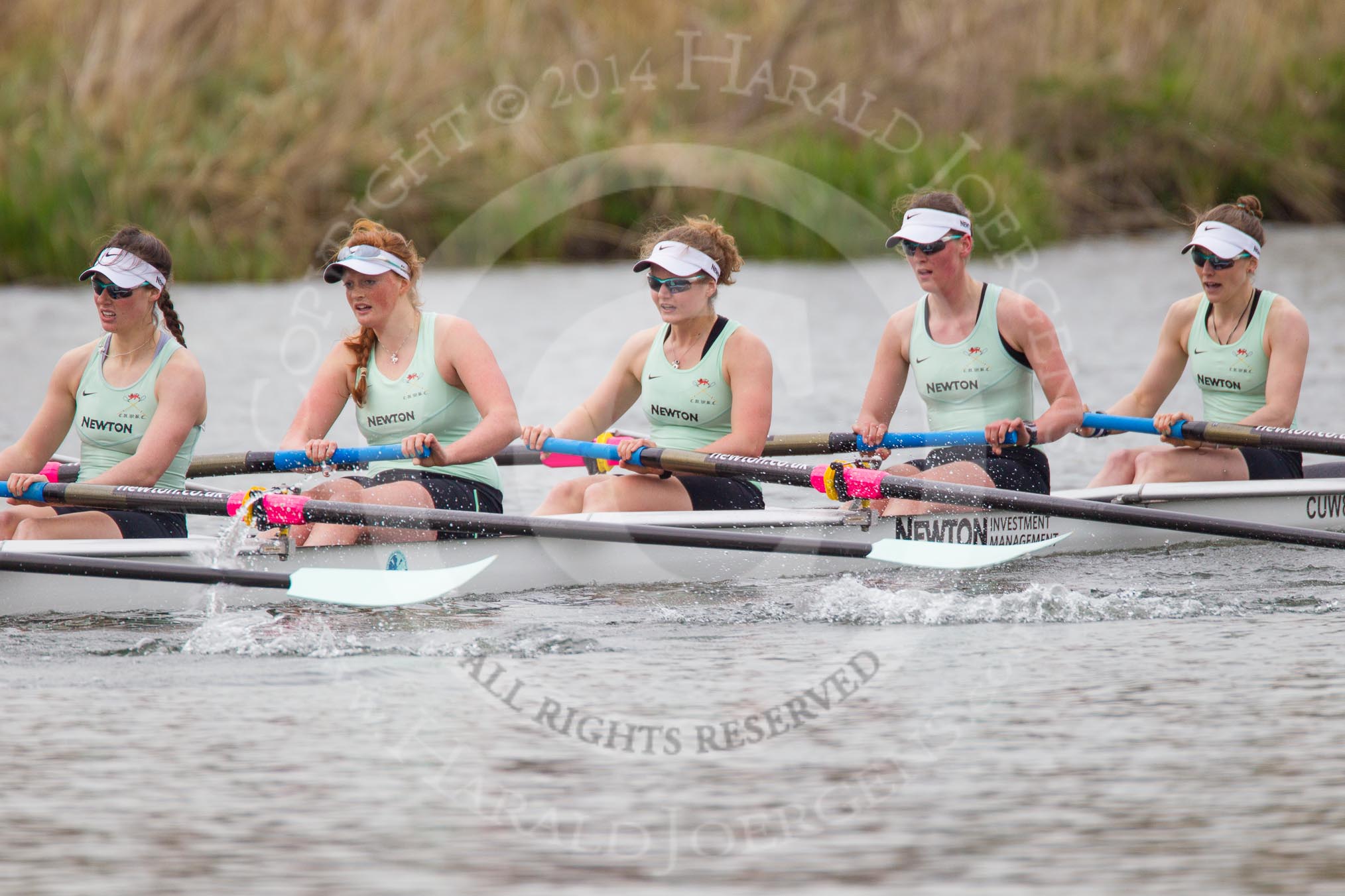 The Women's Boat Race and Henley Boat Races 2014: The Newton Women's Boat Race - in the Cambridge boat 5 seat 5 Catherine Foot, 4 Isabella Vyvyan, 3 Holly Game, 2 Kate Ashley, bow Caroline Reid..
River Thames,
Henley-on-Thames,
Buckinghamshire,
United Kingdom,
on 30 March 2014 at 15:15, image #304