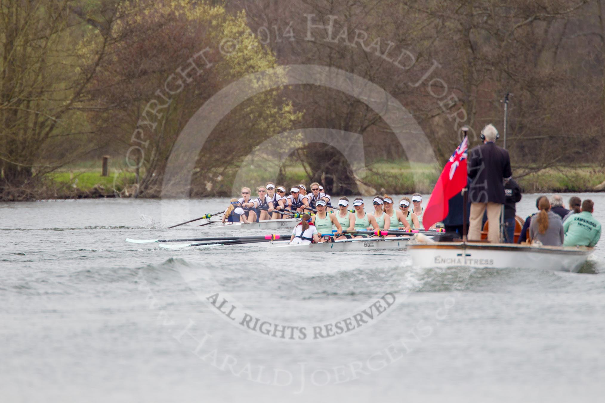 The Women's Boat Race and Henley Boat Races 2014: The Newton Women's Boat Race - Oxford is winning the race. In front the press launch..
River Thames,
Henley-on-Thames,
Buckinghamshire,
United Kingdom,
on 30 March 2014 at 15:15, image #319