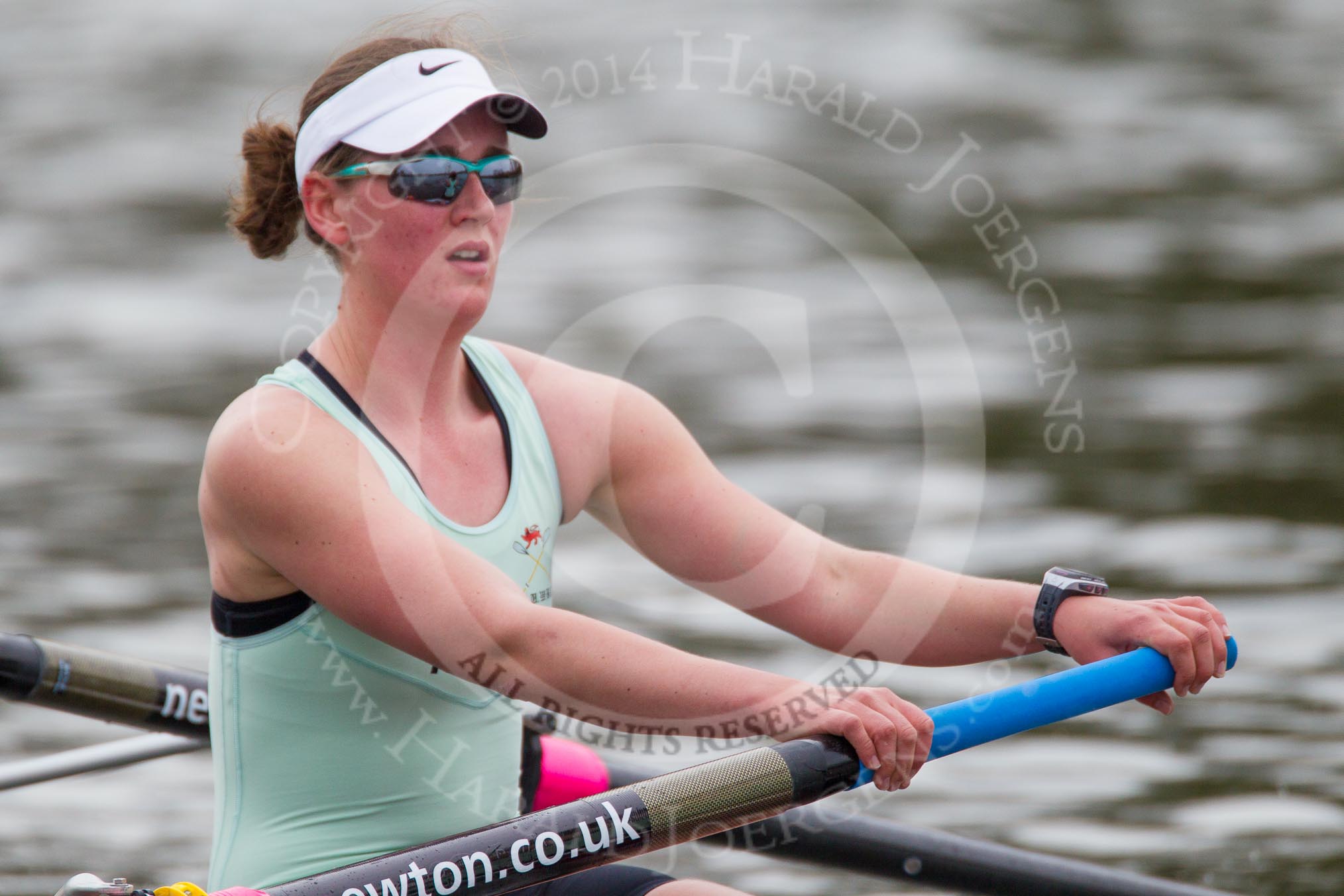 The Women's Boat Race and Henley Boat Races 2014: After  the Newton Women's Boat Race, the Cambridge crew is rowing back to Henley. Here, in the 2 seat, Kate Ashley..
River Thames,
Henley-on-Thames,
Buckinghamshire,
United Kingdom,
on 30 March 2014 at 15:23, image #345