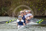 The Women's Boat Race and Henley Boat Races 2014: Before the start of the Women's Boat Race, the Oxford crew is warming up: Cox Erin Wysocki-Jones, stroke Amber de Vere, 7 Anastasia Chitty, 6 Laura Savarese, 5 Nadine Graedel Iberg, 4 Lauren Kedar, 3 Maxie Scheske, 2 Alice Carrington-Windo, bow Elizabeth Fenje..
River Thames,
Henley-on-Thames,
Buckinghamshire,
United Kingdom,
on 30 March 2014 at 14:23, image #185