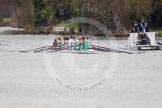 The Women's Boat Race and Henley Boat Races 2014: The Lightweight Women's Boat Race - the CUWBC Lightweights are slightly behind. On the right the umpire's launch with a TV cameraman in front..
River Thames,
Henley-on-Thames,
Buckinghamshire,
United Kingdom,
on 30 March 2014 at 14:48, image #220