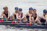 The Women's Boat Race and Henley Boat Races 2014: After the Lightweight Women's Boat Race, the OUWLRC boat on the way back: Bow Sophie Tomlinson, 2 Kirstin Rilham, 3 Rebecca Lane, 4 Nicky Huskens, 5 Sophie Philbrick, 6 Zoe Cooper-Sutton..
River Thames,
Henley-on-Thames,
Buckinghamshire,
United Kingdom,
on 30 March 2014 at 14:58, image #275