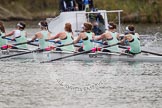 The Women's Boat Race and Henley Boat Races 2014: The Women's Boat Race: Next to the Cambridge Eight is the umpire's launch, with a TV cameraman in front..
River Thames,
Henley-on-Thames,
Buckinghamshire,
United Kingdom,
on 30 March 2014 at 15:14, image #294