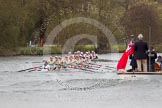 The Women's Boat Race and Henley Boat Races 2014: The Newton Women's Boat Race - Oxford is winning the race. In front the press launch..
River Thames,
Henley-on-Thames,
Buckinghamshire,
United Kingdom,
on 30 March 2014 at 15:15, image #317