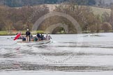 The Women's Boat Race and Henley Boat Races 2014: The Lightweight Men's Boat Race - OULRC vs CULRC. The leading Cambridge boat is approaching the finish line, the press launch is almost covering the view of the Oxford boat..
River Thames,
Henley-on-Thames,
Buckinghamshire,
United Kingdom,
on 30 March 2014 at 15:41, image #396