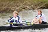 The Women's Boat Race and Henley Boat Races 2014: The Commemorative Row Past of the 1984 inaugural crews of the Oxford and Cambridge Women’s Lightweight races, to celebrate 30 years at Henley: In the OUWBC boat 7 seat Diana Mountain, 6 Susannah Pulhams (Knight)..
River Thames,
Henley-on-Thames,
Buckinghamshire,
United Kingdom,
on 30 March 2014 at 15:55, image #452