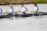 The Women's Boat Race and Henley Boat Races 2014: The Commemorative Row Past of the 1984 inaugural crews of the Oxford and Cambridge Women’s Lightweight races, to celebrate 30 years at Henley: In the OUWBC boat 3 seat Laura Evison (Oldfield), 2 Nanda Pirie, bow Rozi Bartlett..
River Thames,
Henley-on-Thames,
Buckinghamshire,
United Kingdom,
on 30 March 2014 at 15:55, image #454