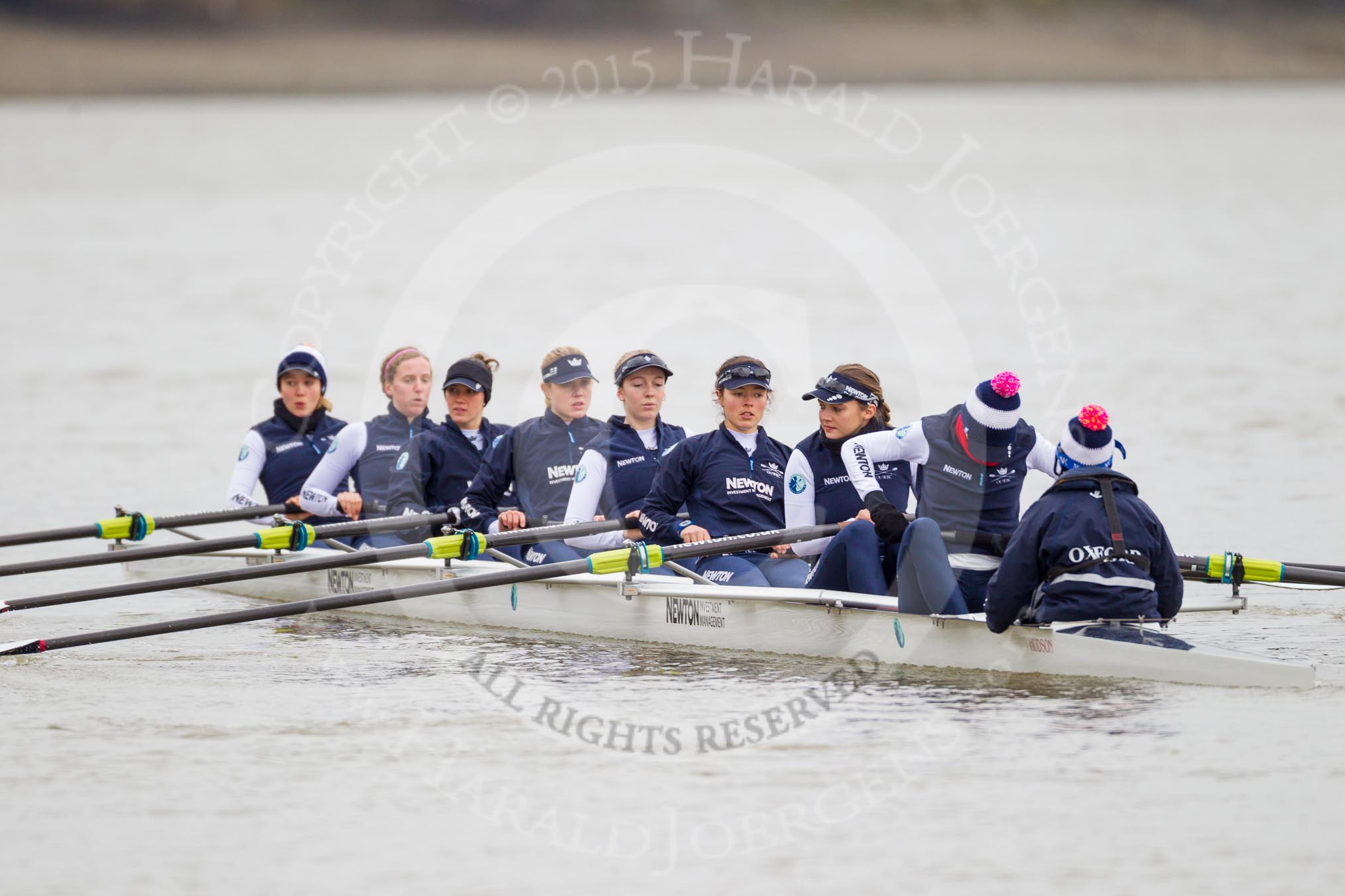 The OUWBC boat - Maxie Scheske, Anastasia Chitty, Shelley Pearson, Emily Reynolds, Amber De Vere, Lauren Kedar, Nadine Gradel Iberg, Caryn Davies, and Jennifer Ehr.