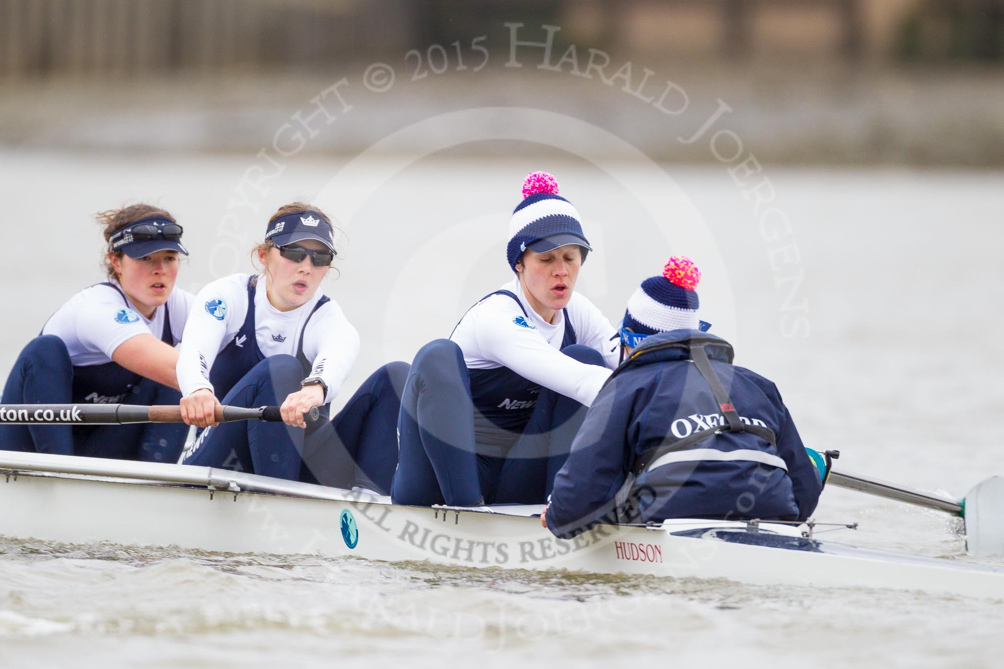 OUWBC at the start of the second race -  Lauren Kedar, Nadine Gradel Iberg, Caryn Davies, and cox Jennifer Ehr