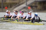 Molesey BC approaching Hammersmith Bridge - Emma Boyns,Orla Hates, Eve Newton, Natalie Irvine, Aimee Jonkers, Helen Roberts, Sam Fowler, Gabby Rodriguez, and cox Henry Fieldman