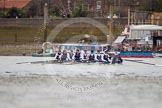 OUWBC after winning the first race to Hammersmith Bridge - Maxie Scheske, Anastasia Chitty, Shelley Pearson, Emily Reynolds, Amber De Vere, Lauren Kedar, Nadine Gradel Iberg, Caryn Davies, and cox Jennifer Ehr