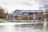 The Boat Race season 2015: OUWBC training Wallingford: Oxford University Fleming Boathouse in Wallingford/Oxfordshire, seen from the western side of the Thames.

Wallingford,

United Kingdom,
on 04 March 2015 at 14:17, image #6