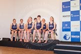 The OUWBC Blue Boat crew - Maxie Scheske, Anastasia Chitty, Shelley Pearson, Maddy Badcott,  Lauren Kedar, Caryn Davies, Nadine Graedel Iberg, Emily Reynolds, and behind her Jennifer Ehr