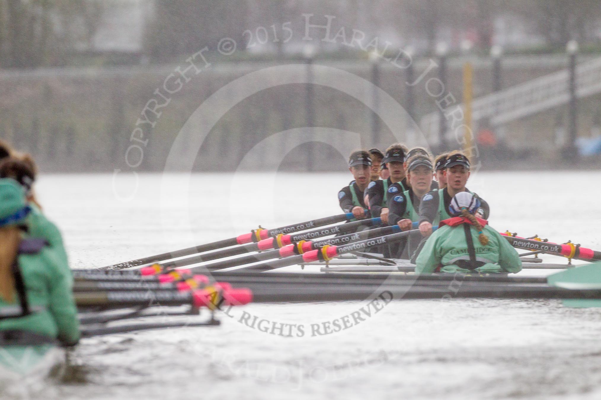 The Boat Race season 2016 - Women's Boat Race Trial Eights (CUWBC, Cambridge): "Twickenham" in the lead at Fulham Reach.
River Thames between Putney Bridge and Mortlake,
London SW15,

United Kingdom,
on 10 December 2015 at 11:08, image #69