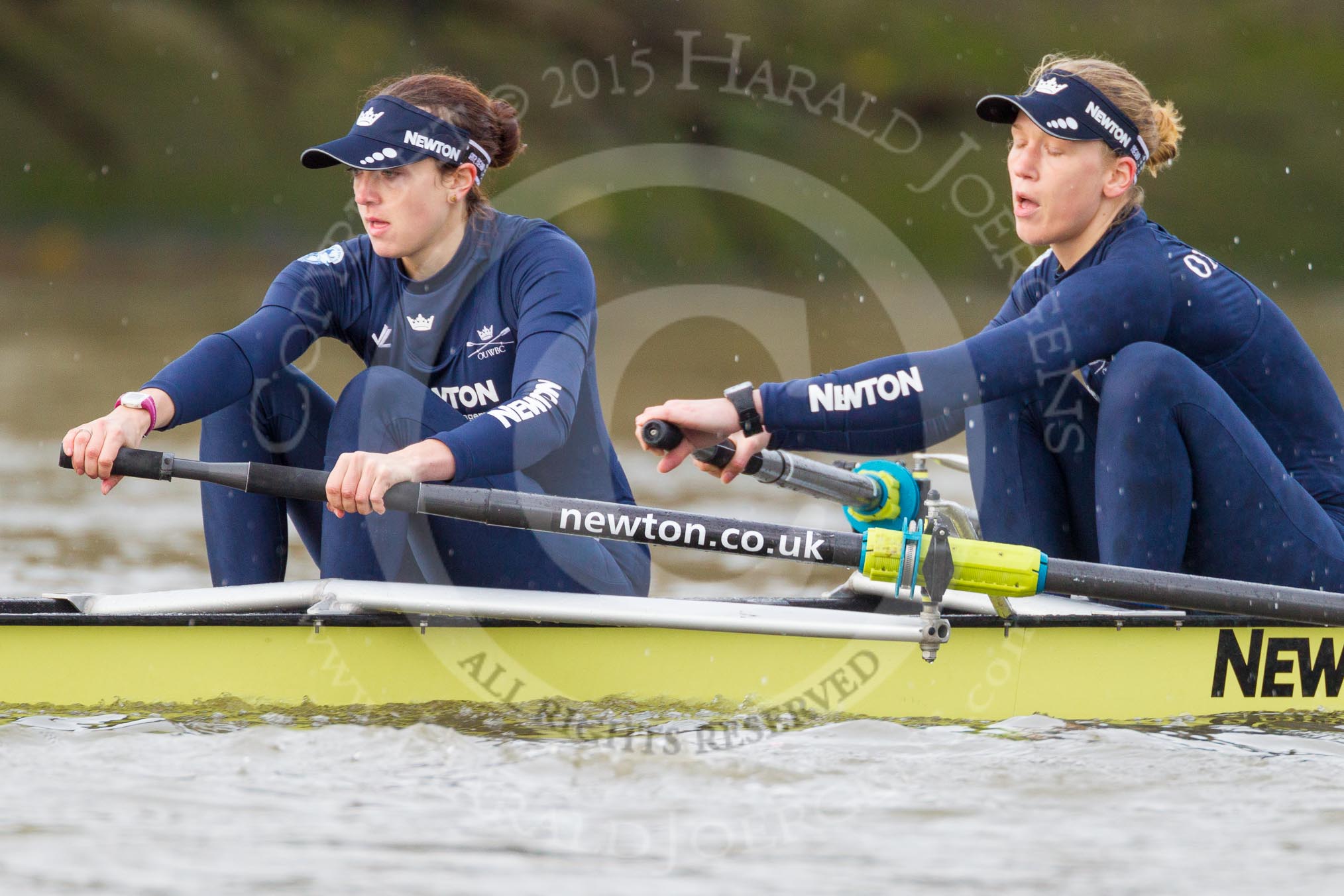 The Boat Race season 2016 - Women's Boat Race Trial Eights (OUWBC, Oxford): "Charybdis", here 7-Maddy Badcott, 6-Elo Luik.
River Thames between Putney Bridge and Mortlake,
London SW15,

United Kingdom,
on 10 December 2015 at 12:22, image #184