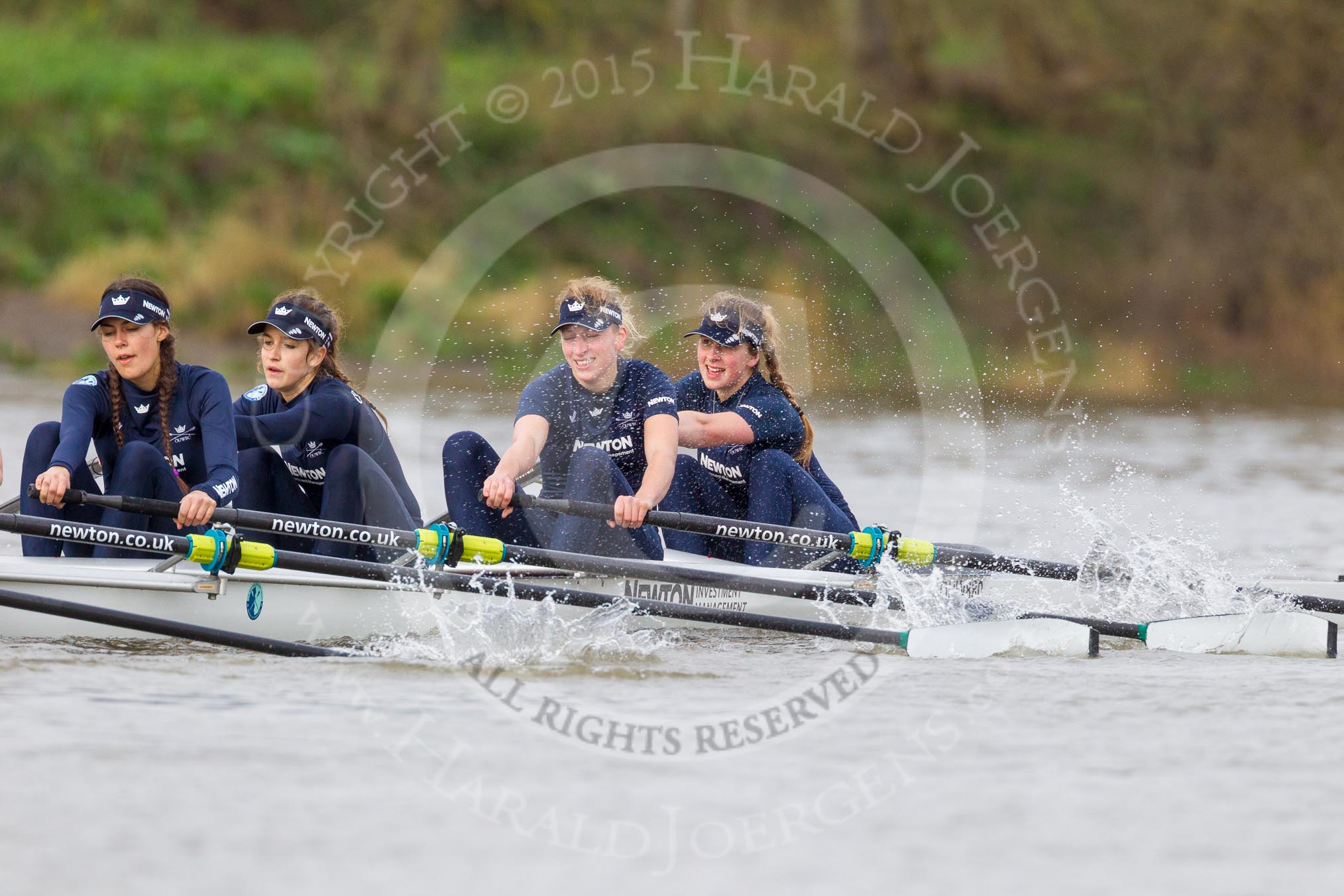 The Boat Race season 2016 - Women's Boat Race Trial Eights (OUWBC, Oxford): "Scylla", here 4-Rebecca Te Water Naude, 3-Elettra Ardissino, 2-Merel Lefferts, bow-Issy Dodds.
River Thames between Putney Bridge and Mortlake,
London SW15,

United Kingdom,
on 10 December 2015 at 12:22, image #187