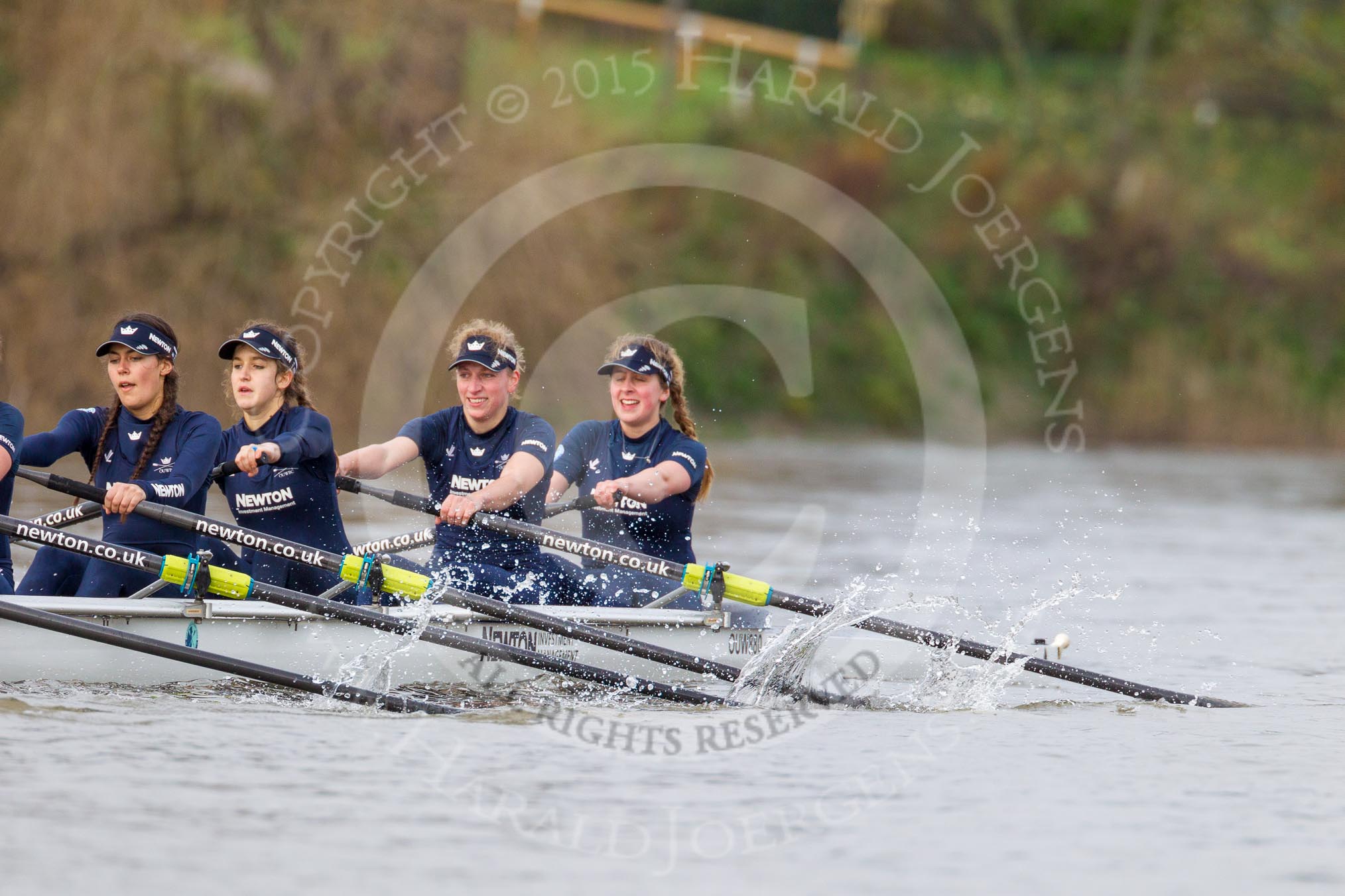 The Boat Race season 2016 - Women's Boat Race Trial Eights (OUWBC, Oxford): "Scylla", here 4-Rebecca Te Water Naude, 3-Elettra Ardissino, 2-Merel Lefferts, bow-Issy Dodds.
River Thames between Putney Bridge and Mortlake,
London SW15,

United Kingdom,
on 10 December 2015 at 12:23, image #190