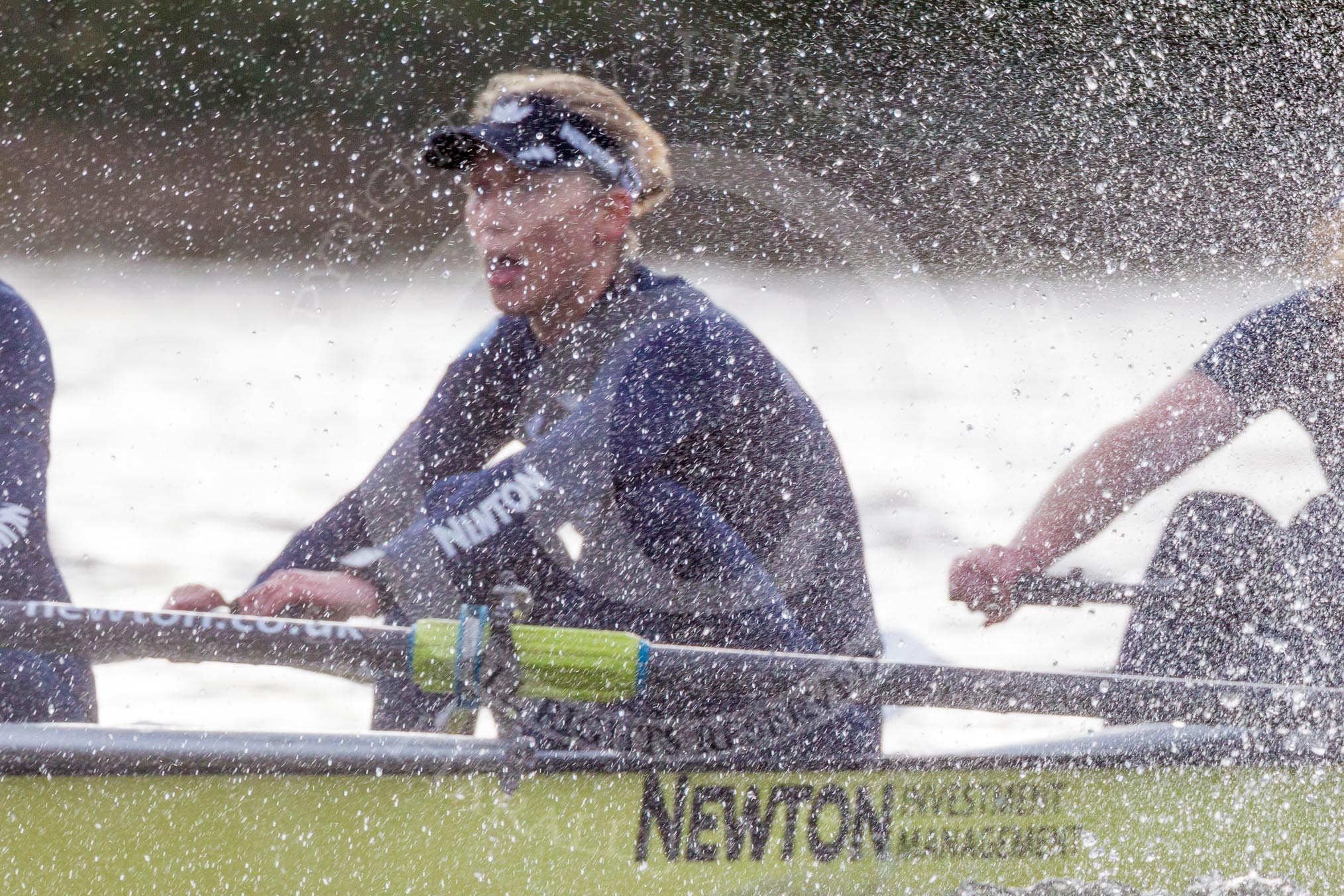 The Boat Race season 2016 - Women's Boat Race Trial Eights (OUWBC, Oxford): "Charybdis" , here 6-Elo Luik, almost hidden behind spray.
River Thames between Putney Bridge and Mortlake,
London SW15,

United Kingdom,
on 10 December 2015 at 12:29, image #257